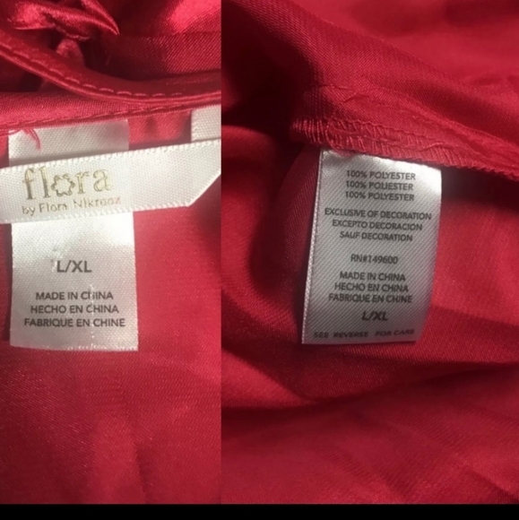 NWT Flora by Flora Nikrooz Stella Satin Red Long Night Gown & Robe Set - Picture 13 of 16